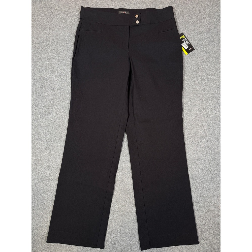 Style & Co Woman Black Straight Leg Tummy Control Pants 14W Mid Rise Comfort